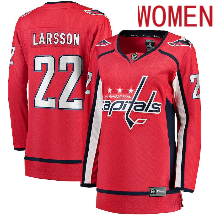 Women Washington Capitals 22 Johan Larsson Fanatics Branded Red Home Breakaway Player NHL Jersey